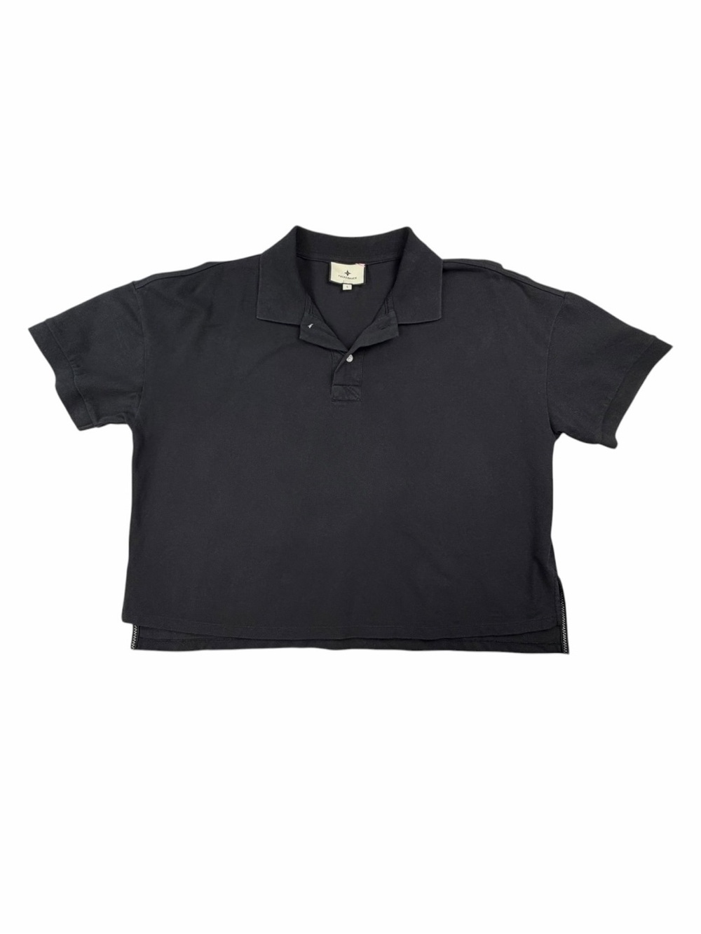 Tuckernuck Women’s Black Pique Holmes Boyfriend Polo In Black Size Large - Picture 2 of 8